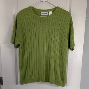 Alfred Dunner Lime Green Short Sleeve Ribbed Knit Top